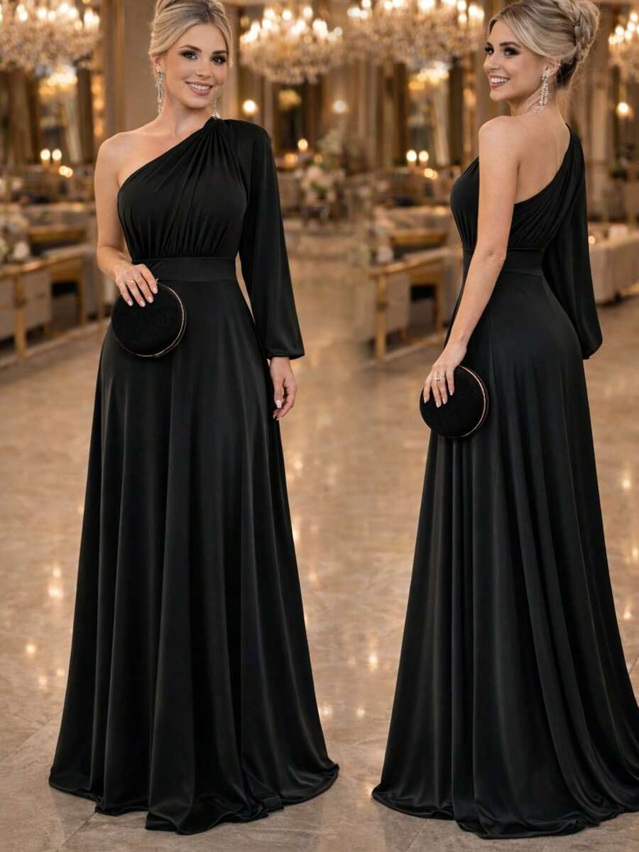 Ana Belle Dress, Elegant, Conservative/Modest Party Dress, Knit, Evening, Wedding, School, Formal And Nighttime. - màu đen - Xem 1