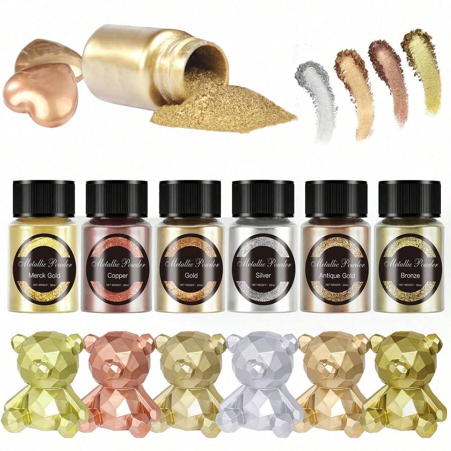 Colorful Powder, Unique Metallic Texture Powder, Epoxy Resin Coloring Agent, Glitter Pigment, Colored Powder Resin Dye, Jewelry Making Supplies. Metallic Mica Powder For Resin, 20ml/Color 6 Colors Fine Particle Resin Color Pigment For Dyeing, Polymer Clay, Paint, DIY Crafts, Cups, Oil Painting, Soap Making, Candle Making