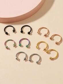 10个装不锈钢C形鼻环鼻饰 - 10件圓球+尖錐 - 查看 5