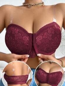 Women's Strapless Bra, Wireless Comfort Bra - Burgundy - View 5