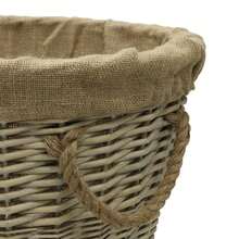 JVL Willow Log Basket With Liner And Rope Handles - Antique Wash - Multicolor - View 3