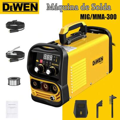 Máquina de Solda MIG/MMA-300 Portátil e Leve 2 em 1 para Soldagem de Chapas e Estruturas Metálicas[127/220V]