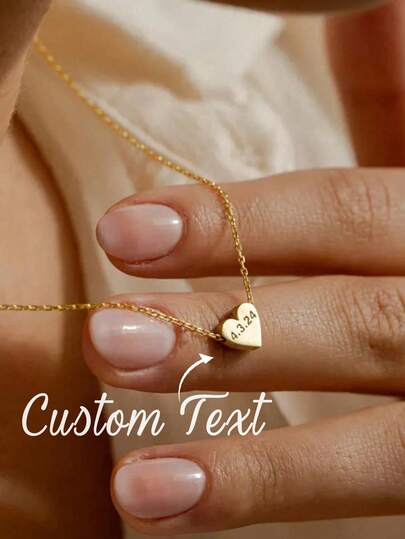 1pc Customized Engraved Heart Pendant Necklace, Special Date Necklace, Personalized Love Pendant, Mother's Day Gift, Gift For Her, Women's Jewelry, Gold Jewelry, DIY Jewelry, Women's Jewelry, Engraved Love Necklace, Name And Date Jewelry Gift ,Travel Organizer
