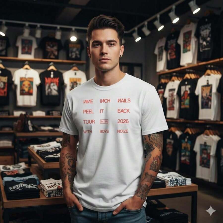 Nine Inch Nails Peel It Back Tour Shirt, NIN Inspired Graphic Tee, Uni K Band Tour T Shirt - 白色 - 查看 1