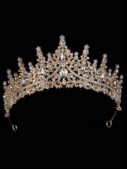 1pc Fashionable Elegant Alloy Crown Hair Accessory Suitable For Women's Wedding Party (Recommend Using U-Shaped Clip For Additional Support),Summer,Beach