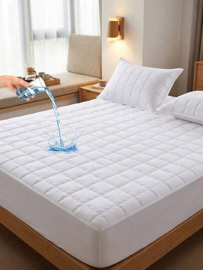 1 pièce Drap-housse rembourré de coton, protège-matelas de couleur unie, housse de matelas moderne à poches profondes, cache-sommier anti-poussière convenant pour la chambre à coucher et la chambre d'amis, adapté aux lits simples/doubles/queen/king, comprend uniquement le drap-housse (sans taie d'oreiller), lavable en machine