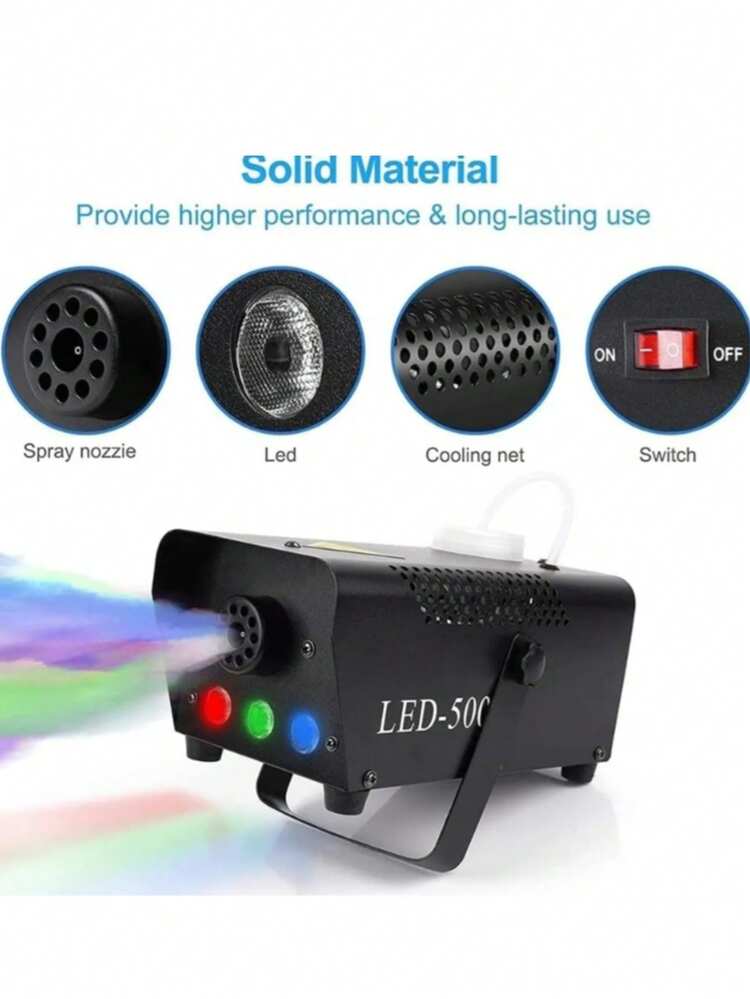Máquina de Humo DJ 500W con Luces LED RGB, Máquina de Niebla Profesional para Fiestas, Discoteca, Bares, Bodas, Eventos, Halloween y Escenario - Tipo de Enchufe A USA (110-127V) - Añade 8