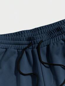 Conjunto casual de 2 piezas de camiseta de manga corta y pantalones cortos de verano estilo dorado Milano para hombre - Azul Marino - Ver 6