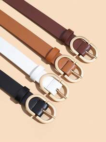 4pcs Gold-Tone Double D-Ring Buckle Fashion Decorative Versatile Waist Belt Set For Women - Multicolor - View 4