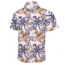 Hawaiian Shirt For Men Tropical Shirts Summer Beach Button Down Short Sleeve Luau Aloha Floral Cruise Vacation Outfit 2026 - Flower Blue Pink - View 1