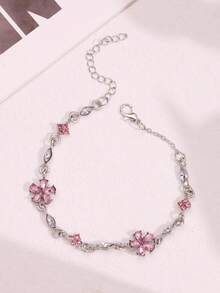 1 pieza Pulsera de Sakura rosa dulce y de moda con diamante de imitación, adecuada para uso diario, festivales y fiestas de mujeres - Multicolor - Ver 7