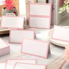 24/48 Pcs Pink Tented Place Cards, Folded Place Cards Are Ideal For Wedding Place Cards, Buffet Food Label, Banquet Tables, Cocktail Parties, And Name Cards - A - View 5