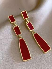 Pendientes de gota de aleación roja de Angola con estilo retro de Hong Kong, pendientes elegantes y de moda para dama, serie de otoño/invierno - Multicolor - Ver 12