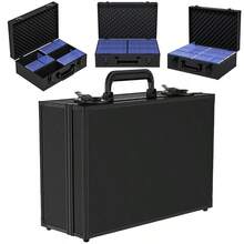 6 Slots Graded Card Case Box For 600+ 35PT 3"X4" Toploaders Trading Sports Cards - Black - View 6
