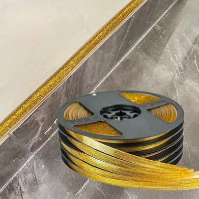 1 Roll Self-Adhesive Ceramic Tile Grout Waterproof Mildew-Proof Decorative Tape, Kitchen & Bathroom Beautiful Grout Decorative Strip, Shiny Decor