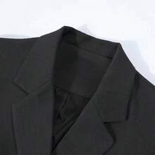 Elegant Casual & Formal Lace Cuff Blazer For Women, Oversized Double-Breasted Versatile Top, Suitable For Holiday Spring Black Fall - Black - View 3