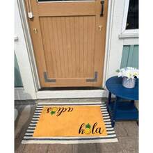 MELODADDY Tapete Divertido de Bienvenida para Puerta Principal Decoración de Porche con Respaldo de Goma 30" L x 18"(A) Tapete Español para Entrada Regalo Novedoso de Inauguración de Casa Tapetes - Hola Adios Hello Goodbye Pia de doble cara - Ver 3