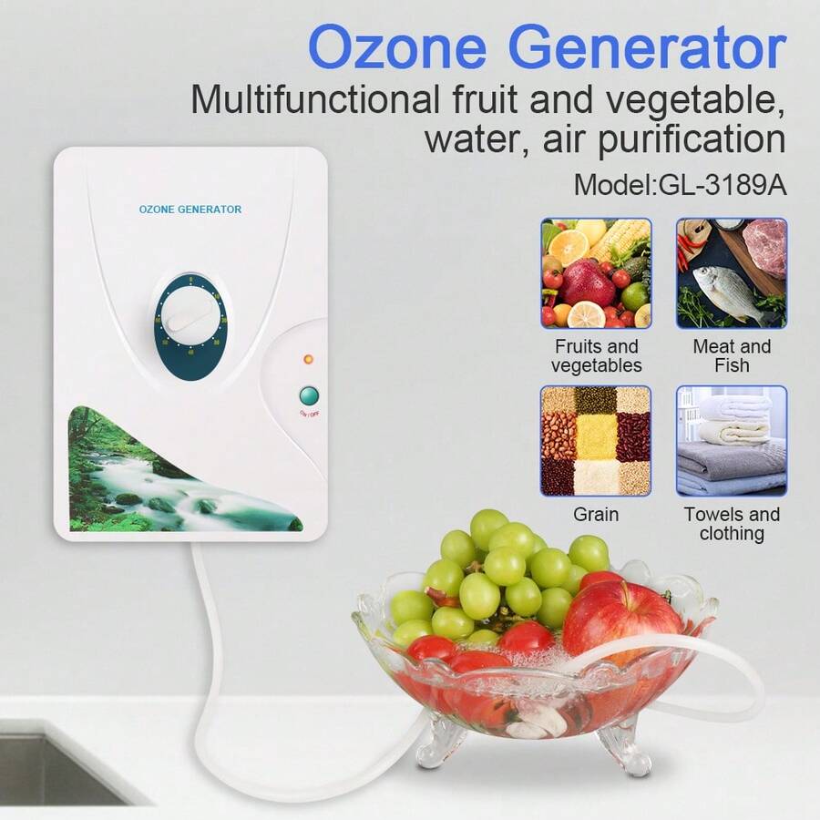 600mg/H Ozone Generator Home Ozone Machine Suitable For Air, Water, Fruit, Vegetable And Clothing Cleaning - White - View 1