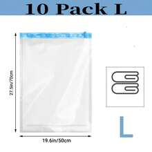 20 túi nén du lịch, túi bảo quản chân không, tiết kiệm không gian, phù hợp với vali, không cần hút chân không, vật dụng cần thiết khi đi du lịch, phụ kiện đóng gói hành lý du lịch, túi đựng đồ du lịch, thích hợp để đựng quần áo, đồ lót, v.v. - Trong sáng - Xem 29