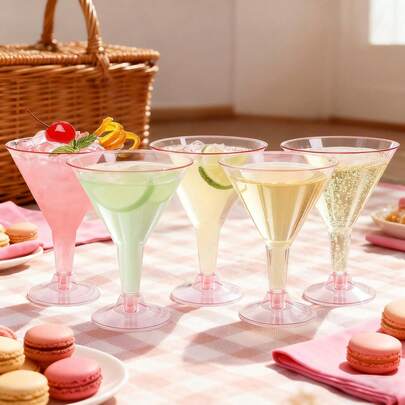 5 Oz Champagne Glasses, Reusable Champagne Flutes, Clear Plastic Martini Cups - Suitable For Cocktails, Champagne, Desserts, Also Can Be Used As Reusable Mousse Cups, Juice Cups, Welcome Drink Cups, Beverage Cups