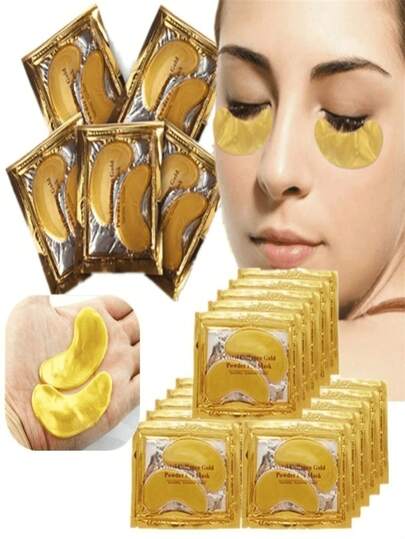 20pcs (10 Pairs) Gold Gel Eye Masks, Cooling Gel Bead Eye Patches To Relieve Eye Fatigue And Stress, Suitable For Puffy Eyes, Eye Care, Fade Dark Circles, Containing Collagen, Forehead Wrinkle Beauty Care, Suitable For Both Men And Women, An Ideal Gift For Women. Eye Patches Are Ideal Gifts For Valentine's Day, Mother's Day, Halloween, Christmas, Travel, Birthday And Other Holidays. (Bride, Eye Mask, Hen Do Bags Fillers, Beauty, Face Mask, Valentine's Day)
