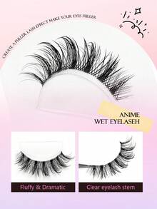 Asiteo 5 Pairs Dramatic Cartoon False Eyelashes, Wet Styling Spiky Soft Thick Faux Mink Lashes, Reusable, Suitable For Cosplay Makeup - Black - View 4