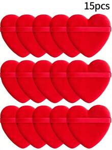 54pcs/15pcs/5pcs Heart-Shaped Flocked Makeup Sponges, For Setting Makeup, Soft And Fluffy With Texture, Suitable For Face And Body Powder Puffs, Mixed Set Makeup Beauty Tools - Red - View 12