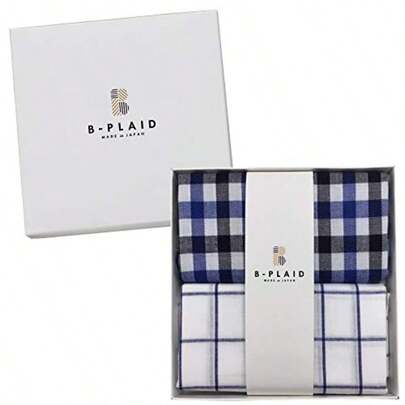 [B-PLAID] ハンカチ メンズ 日本製 3枚 5枚 セット 大判サイズ 48×48cm チェック柄 速乾 吸水 薄手 ギフト