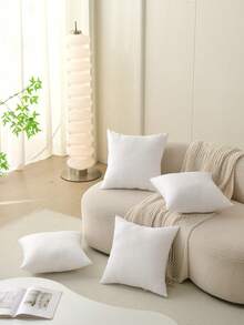 4-Piece Set White Luxury Pillow Cores, Filled With Lightweight Traditional Polyester Fiber As An Alternative To Down Pillows, Lighter And More Comfortable. Suitable For Household And Commercial Hotel Sofa Cushions, Bed Pillows, And Also Ideal For Car Backrests. - Trắng ngọc trai - Xem 1