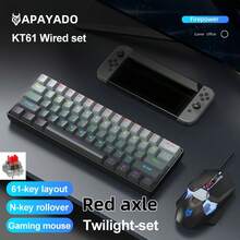 APAYADO KT61 键鼠套装，有线机械键盘，60% 紧凑布局，符合人体工学设计，RGB 背光，适合游戏玩家和办公人士，附赠 Type-C 连接线 - 查看 8