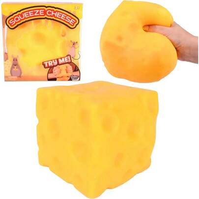 [Free Shipping] Squishy Cheese Block - Yellow, Moldable Fidget Toy With Squeeze Feature, Ideal For Play And Relaxation