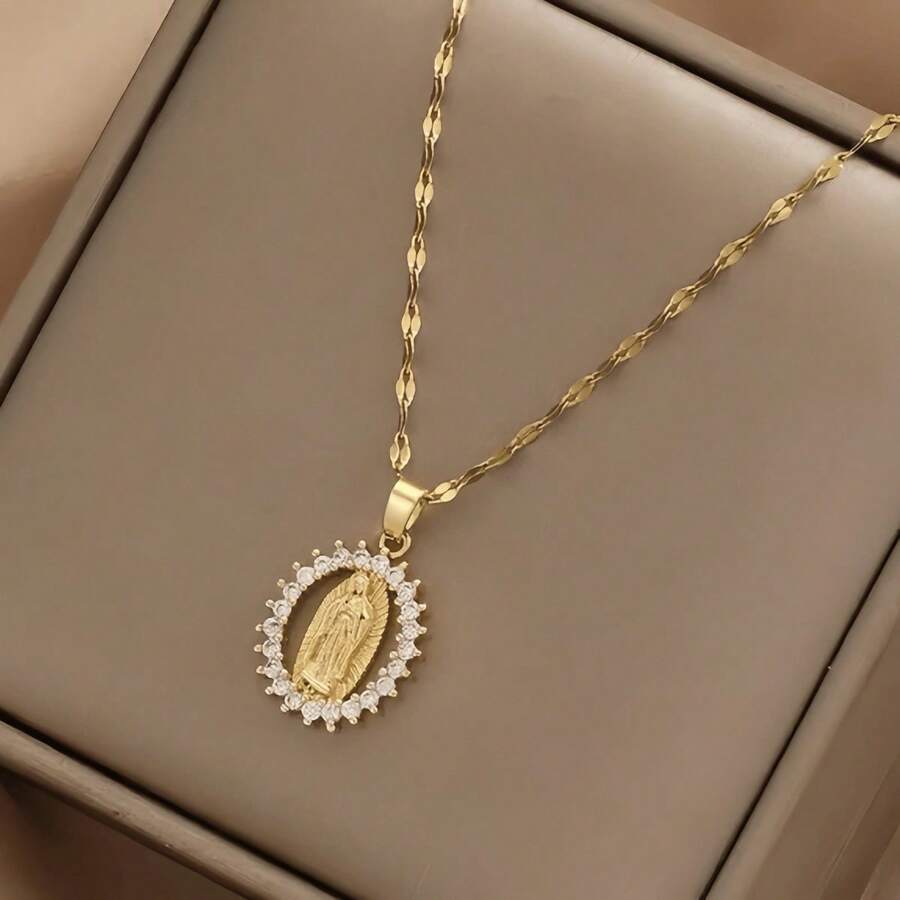 1件女士金色圣母玛利亚吊坠项链 - 聖母瑪麗亞 - 查看 1