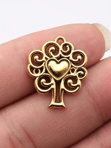 10pcs 23x20mm Hollow Out Heart Tree Pendant Pendant For DIY Jewelry Making Necklace Keychain Phone Chain Bracelet Making Accessories Handmade Craft Making Findings - Love Tree - View 7