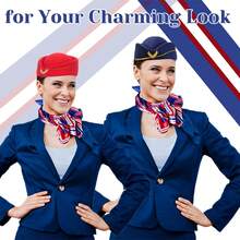 三件套空姐服装套装 - 包括帽子、围巾和手套，优雅的角色扮演服装，适合节日、角色扮演、主题派对、嘉年华和化装舞会。 - 彩色 - 查看 5