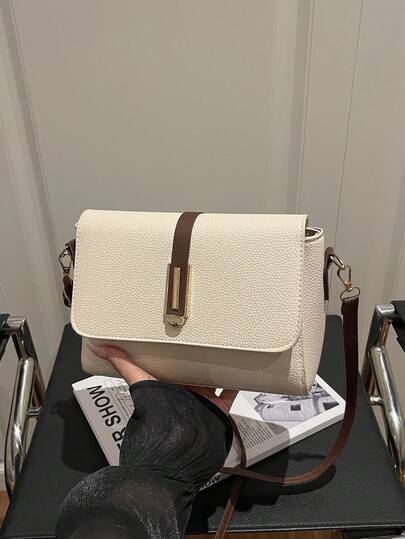 حقيبة كتف وحقيبة متقاطعة للنساء عصرية، إحساس جلد ناعم متباين الألوان، حقيبة أم متوسطة العمر