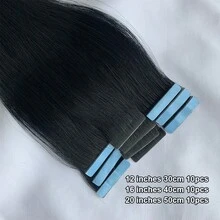 Invisible Tape In Hair Extensions 16" Skin Weft Tape Ins Natural Straight Machine Made Remy Human Hair 10pcs/Pack for Women 7 Colors - S1 - Übersicht 2
