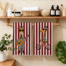 2 chiếc khăn lau bếp họa tiết hươu cao cổ ngộ nghĩnh, thiết kế sọc vàng trắng cổ điển, khăn lau bát đĩa, khăn lau nhà, khăn tay, khăn lau bếp và nướng bánh, đồ trang trí nhà bếp, quà tặng tân gia và sinh nhật, khăn lau nhà tắm, khăn trang trí. - Nhiều màu - Xem 10