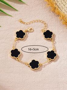 3/1 Set Pink, Black And Red Clover Bracelets, Fashion Classic Design, Suitable For Daily Wear, Dates, Formal Occasions, Elegant Ladies Accessories, Couple Gifts (No Gift Box) - Multicolor - View 5