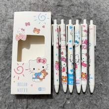 SANRIO 【三丽鸥系列畅销款】1支随机/6支装 三丽鸥黑色速干可擦中性笔，可爱卡通图案墨水笔，0.5mm直杆可爱笔，办公学习用品，多功能书写工具，速干墨水，书写流畅，中性笔 | 墨水笔 | 书写笔 | 办公笔 - 多色 - 查看 6