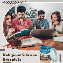 一套（10条/20条/40条）圣经经文手链，散装圣经经文硅胶手链，励志橡胶腕带，基督教手链，男女通用，复活节嘉年华派对礼品，圣诞礼物 - 彩色 - 查看 5