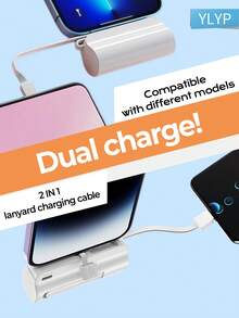 YLYP Mini Portable 5000mAh Power Bank With Stand Holder For Type C Phones, Ultra Compact Type C Power Bank For Travel, Plug-In Battery Pack Travel Cordless Phone Charger, Compatible With IPhone 17/17 Air/16/15 Android Galaxy - Multicolor - View 5