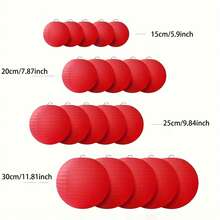 4pcs Red Foldable Paper Lanterns, Multipurpose Hanging Decor, Suitable For Chinese New Year, Birthday, Wedding And Other Occasions - Red - View 13