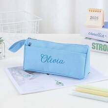 Customizable Text Print Stationery Bag, Large Capacity High Visual Appeal Gift, Minimalist Pencil Case, Suitable For Logo Printing, Decorative, Reusable, Colorful, Cartoon, Cute, Customized, Personalized, Workers, Students, Work/Office, School Supplies - Multicolor - View 3