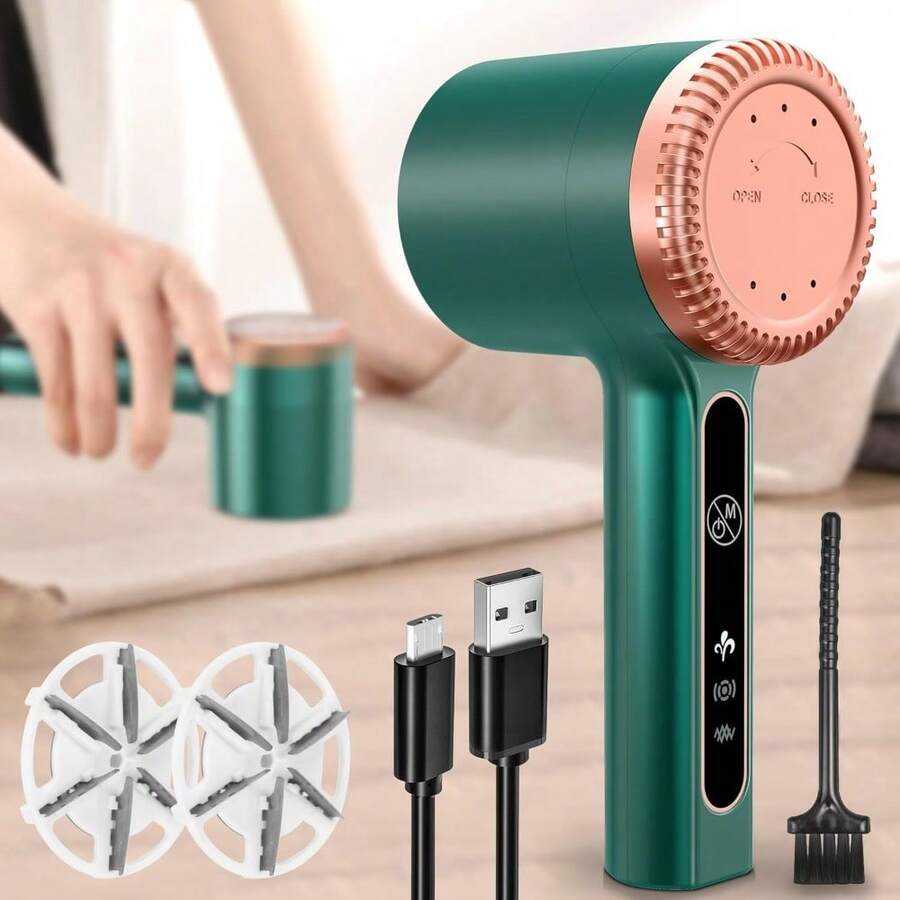 Fabric Shaver,  Lint Remover Portable Sweater Defuzzer With 6-Leaf Blades, Large Lint Container, 3-Speed Fuzzs Bobbles Pills Pilling Trimmer For Clothes Furniture Beddings - 1 tay cầm + 6 phụ kiện thay thế - Xem 1