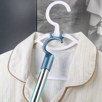 Barra de soporte para prendas de acero inoxidable ajustable - Diseño extensible - Acero inoxidable duradero con extremos de plástico - Soporte para perchas y recuperador de ropa - Elegante y duradero - Opción preferida para la organización del armario y el colgado/recuperación fácil de la ropa