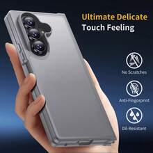 Aunote 1 ốp lưng bảo vệ kiểu dáng doanh nhân tối giản màu đen/xanh navy/xám cho Galaxy Z Fold7, được làm từ chất liệu PC cứng mờ thân thiện với da kết hợp với khung TPU mềm, bề mặt mờ, chống trầy xước, chống trơn trượt, thiết kế vòng bảo vệ camera nhô cao giúp ngăn ngừa trầy xước ống kính. - Xám - Xem 5