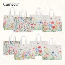 CARRIECUR Túi tote vải không dệt tái sử dụng, túi mua sắm in hình bướm vườn màu nước, túi quà tặng nhẹ, tiện dụng cho đám cưới, tiệc cưới, sinh nhật, tiệc mừng em bé, dã ngoại, đi biển và sử dụng hàng ngày, 4 kiểu dáng khác nhau. - Xem 1