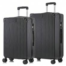 YONSLY 2‑Piece Suitcase Set 24/28 Inches With 4 Wheels 360° Mesh Pocket Combination Lock Soft Rubber Handle Lightweight Travel Suitcase For Vacation - 黑色 - 查看 1