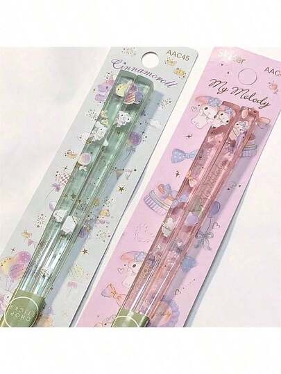 SANRIO 1 buc KT Cat Cartoon Anti-Slip Chopsticks, veselă de înaltă valoare, bețișoare pentru o singură persoană, alimente anti-mucegai, diverse modele drăguțe, portabile, potrivite ca și cadou pentru petrecere, ziua de naștere, sărbători și familie