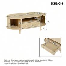 Living Room Coffee Table Measuring 100 X 50 X 36 Cm, Walnut Finish. Coffee Table With A Drawer, Sofa Table With A Roll-Up Door, Side Table, Living Room Table, Four-Legged Stand, Walnut Finish. - Apricot - View 4